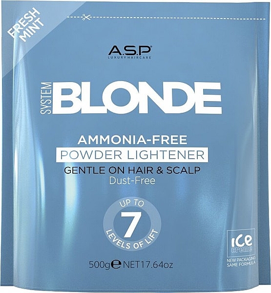 Ammonia-Free Brightening Powder, 7 levels, mint - ASP System Blonde Ammonia Powder Lifting Fresh Mint — photo N1