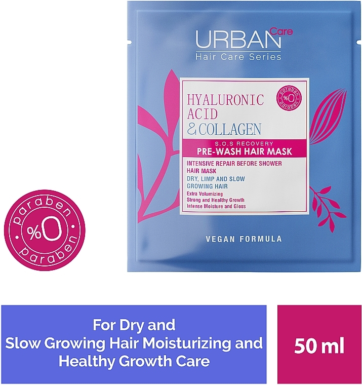 Hyaluronic Acid Hair Mask - Urban Care Hyaluronic Acid & Collagen Pre-Hair Mask — photo N2