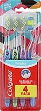 Soft Toothbrush Set, 4 pcs., blue + light green + lilac + blue - Colgate Twister Design Edition Soft Toothbrush — photo N1