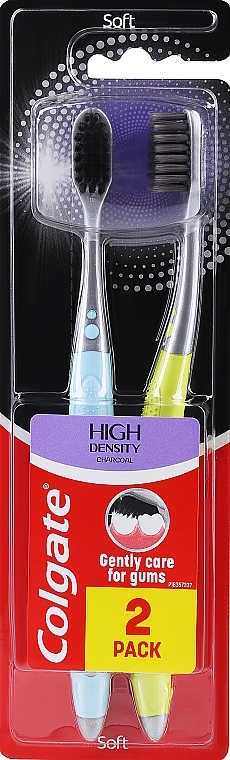 Toothbrush Set, soft, blue+light green - Colgate High Density Charcoal — photo N1