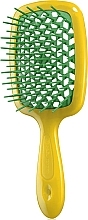 Fragrances, Perfumes, Cosmetics Hair Brush 17.5 x 7 cm, yellow and green - Janeke Small Superbrush Fluo Yellow Green