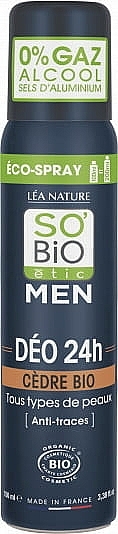 Cedar Deodorant Spray - So'Bio Etic Men Cedar 24H Deodorant Spray — photo N1