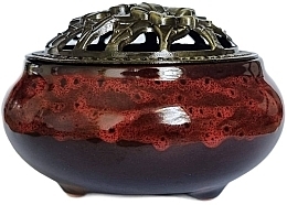 Fragrances, Perfumes, Cosmetics Ceramic Incense Burner with Cap, red - Deni Carte