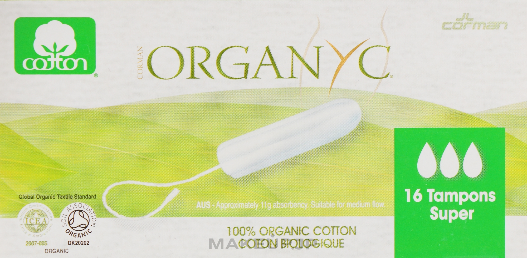 Organic Cotton Tampons, 16 pcs - Corman Organyc Digital Super — photo 16 szt.