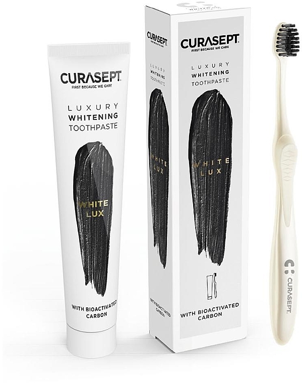 Set - Curaprox Curasept Whitening Luxury White (t/paste/75ml + toothbrush) — photo N2
