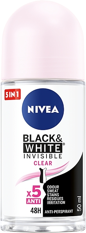 Roll-on Deodorant Antiperspirant "Black & White Invisible Protection CLEAR" - NIVEA Deodorant Invisible For Black & White Clear Roll-On For Women — photo N1