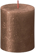 Fragrances, Perfumes, Cosmetics Cylinder Candle Copper, 80/68 mm - Bolsius Rustic Shimmer Metallic Candle