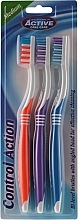 Fragrances, Perfumes, Cosmetics Medium Toothbrushes Set, orange + purple + blue - Beauty Formulas Control Action Toothbrush