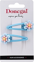 Fragrances, Perfumes, Cosmetics Hair Clip, FA-5622, blue with flowers - Donegal