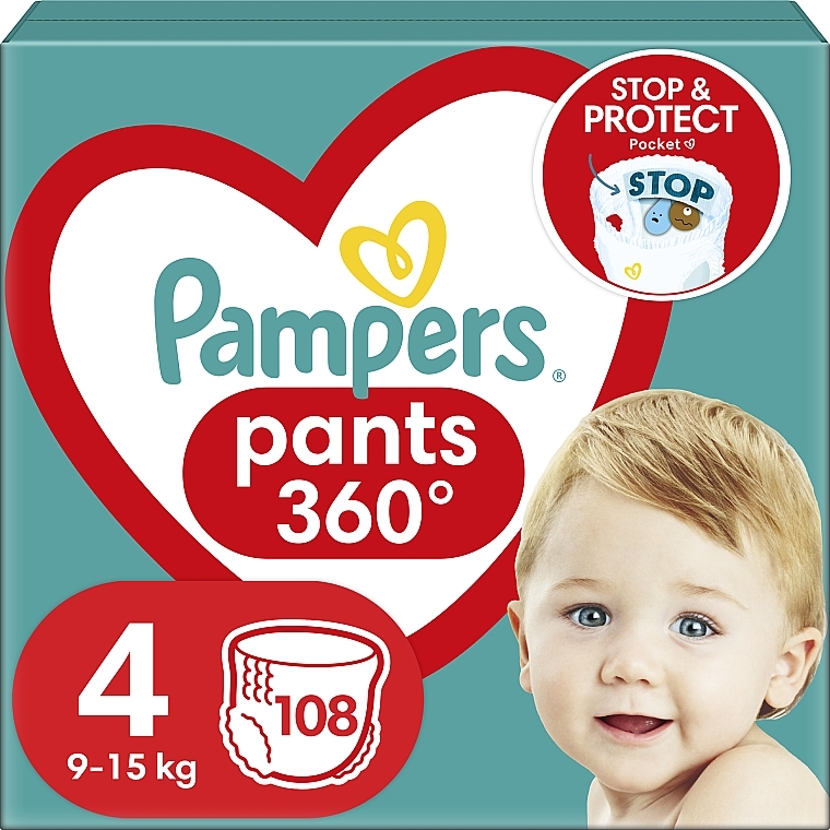 Diaper Pants, size 4 (Maxi) 9-15 kg, Mega Pack 108pcs - Pampers — photo N1