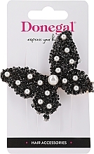 Fragrances, Perfumes, Cosmetics Hair Clip, FA-5712+1, black butterfly with pearls - Donegal