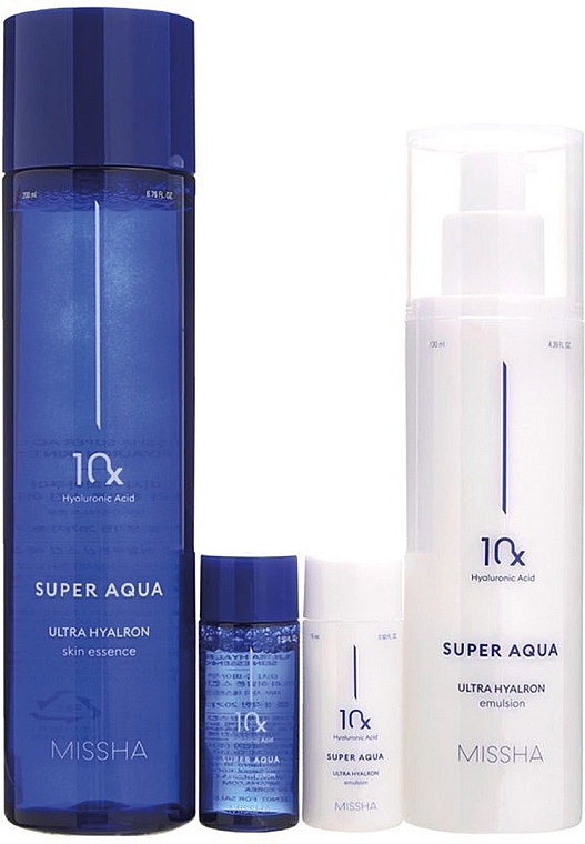 Set - Missha Super Aqua Ultra Hyalron Set (f/ess/200ml + f/ess/mini/30ml + f/emul/130ml + f/emul/mini/30ml) — photo N1