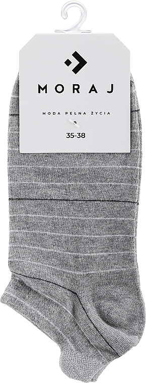 Women Cotton Socks, grey striped - Moraj — photo N1