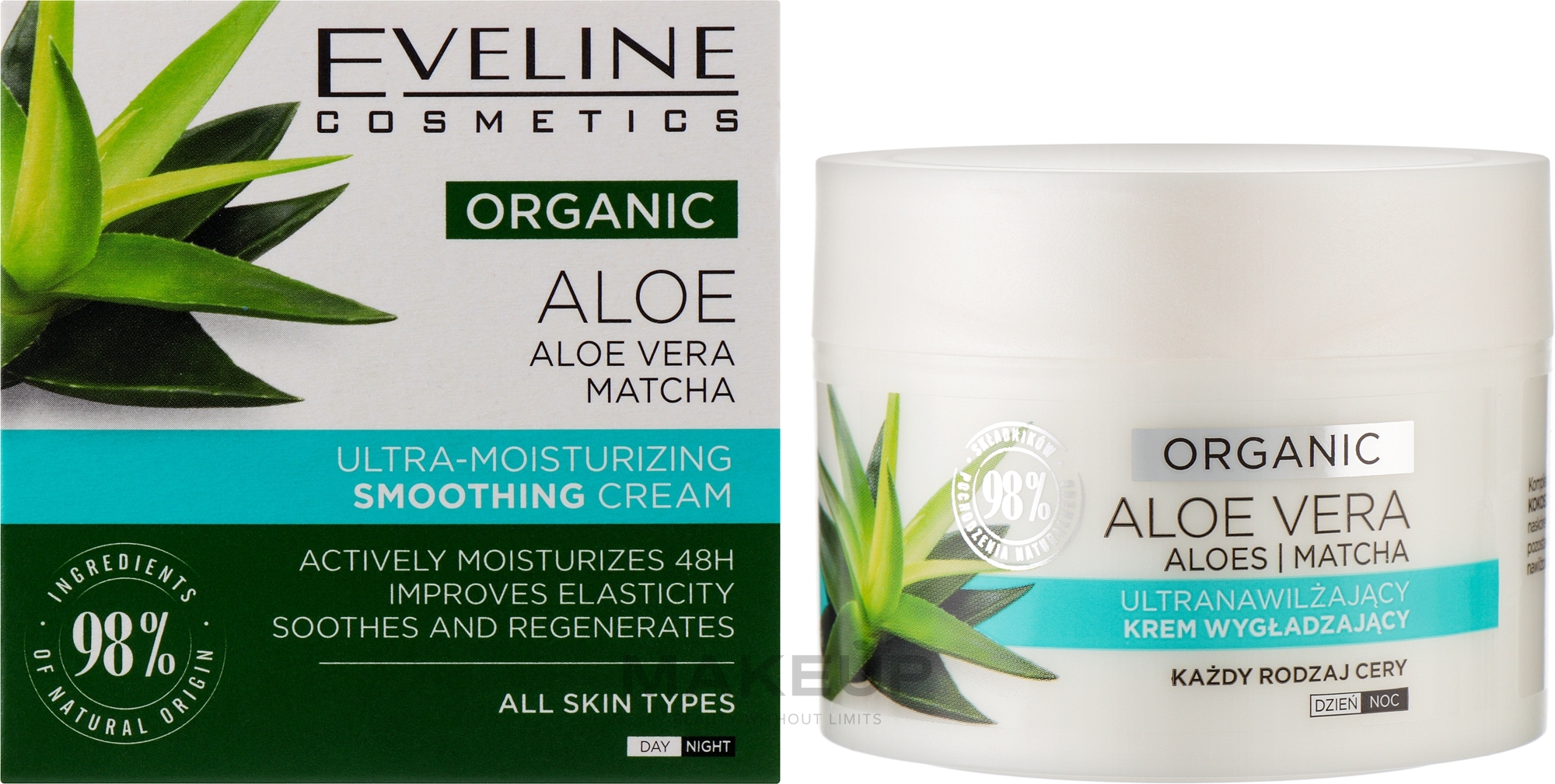 Ultra-Moisturising Smoothing Cream for All Skin Types - Eveline Cosmetics Organic Aloe Cream — photo 50 ml