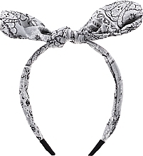 Fragrances, Perfumes, Cosmetics Headband, FA-5619, Grey with Patterned Bow - Donegal