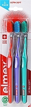 Toothbrush, ultra soft, orange + lilac + turquoise - Elmex Swiss Made — photo N1