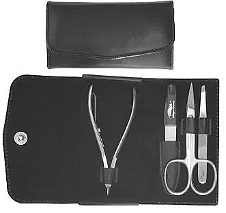 Manicure Set, 4 pcs, 00136, black - Erlinda Solingen Top Grain Manicure Set — photo N1