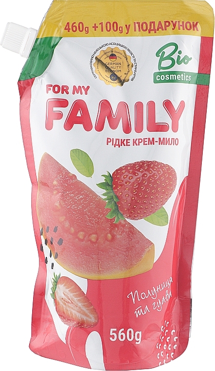 Liquid Hand & Body Cream Soap 'Strawberry & Guava' - Family (doypack) — photo N1