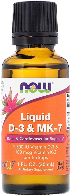 Liquid Vitamin D-3 & MK-7 - Now Foods Liquid D-3 & MK-7 — photo N1