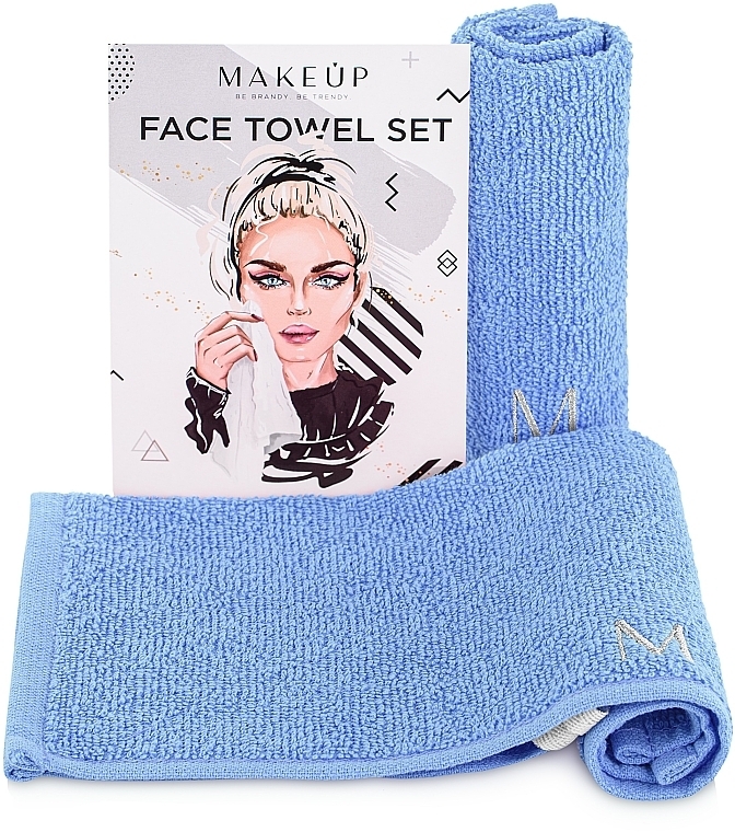 Face Towel Travel Set, Light Blue - MakeUp — photo N1