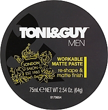 Fragrances, Perfumes, Cosmetics Modeling Paste with Mattifying Effect - Toni & Guy Men Workable Matte Paste