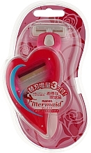 Fragrances, Perfumes, Cosmetics Women Razor with Triple Blade & 1 Refill Cartridge - Feather Mermaid Rose Pink