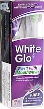 Fragrances, Perfumes, Cosmetics Set "Whitening + Mouthwash", light green toothbrush - White Glo Whitening With Built-In Mouthwash Toothpaste (t/paste/100ml + t/brush)