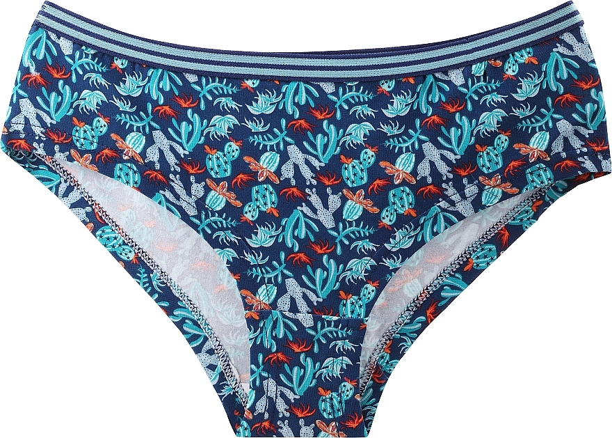Women's Panties 'Figi Casual Line', blue with cacti - Moraj — photo N1