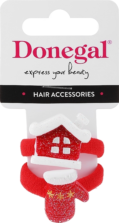 Hair Ties FA-5739, 2 pcs., red, house and mitten - Donegal — photo N1