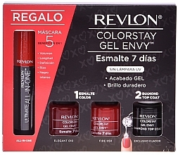 Fragrances, Perfumes, Cosmetics Set - Revlon Colostay Gel Envy Reds+Mascara Set (nail/polish/2x15ml + top/coat/15ml + mascara/8.5ml)