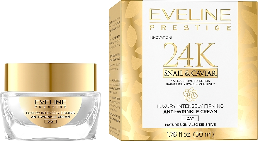 Day Face Cream - Eveline Prestige 24k Snail & Caviar Anti-Wrinkle Day Cream — photo N1