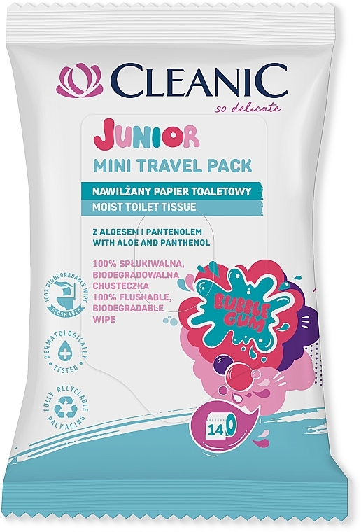 Wet Toilet Paper with Aloe & Panthenol - Cleanic Junior — photo N1