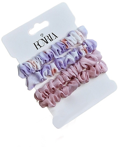 Hair Tie Set, 4 pcs, GUM116, pink, purple - Ecarla Scrunchie — photo N1