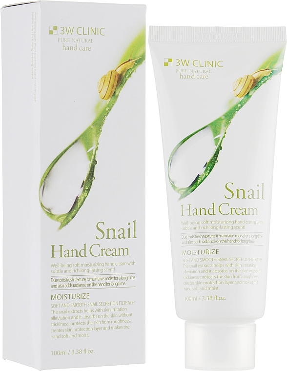 Snail Mucin Hand Cream "Regeneration & Smoothness" - 3W Clinic Snail Hand Cream — photo N1