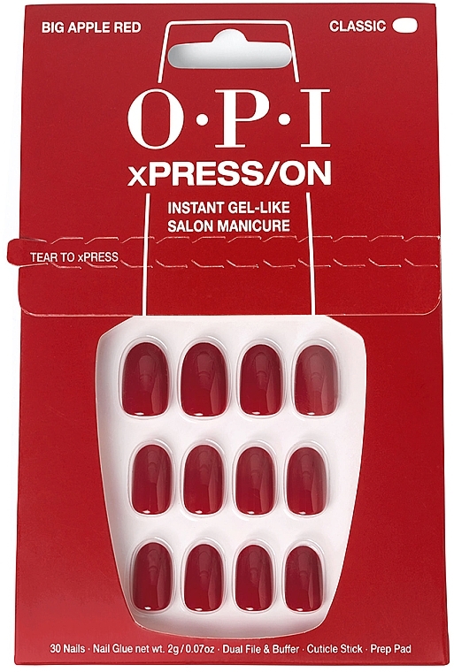 False Nail Set - OPI Xpress/On Big Apple Red — photo N2