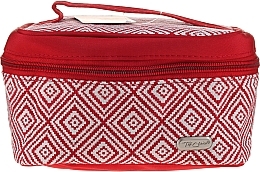 Makeup Bag "Rhombus" geometric print, 93784, red - Top Choice — photo N1