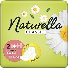Sanitary Pads with Wings, 10 pcs - Naturella Classic Camomile Normal, Derma-Cream — photo N1