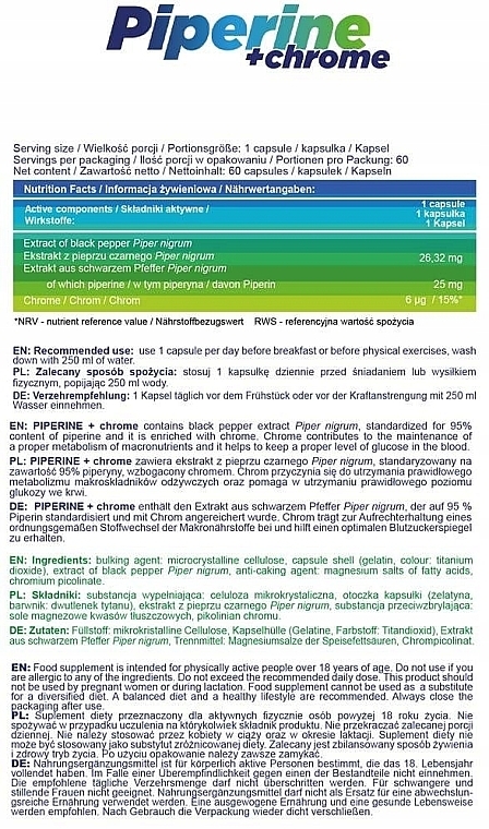 Piperine+Chrome Food Supplement - Allnutrition Piperine + Chrome — photo N2