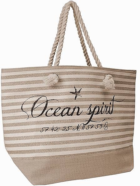 Beach Bag, 60x40x25 cm, beige striped - Corvet — photo N1