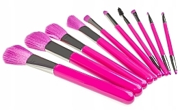 Neon-Pink Makeup Brush Set, 10 pcs. - Beauty Design — photo N2