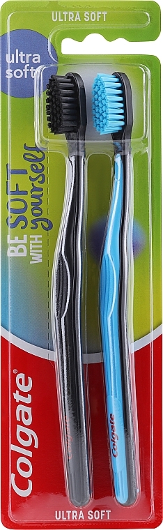 Ultra-Soft Toothbrush Set, 2 pcs., black + blue - Colgate Ultra Soft — photo N3