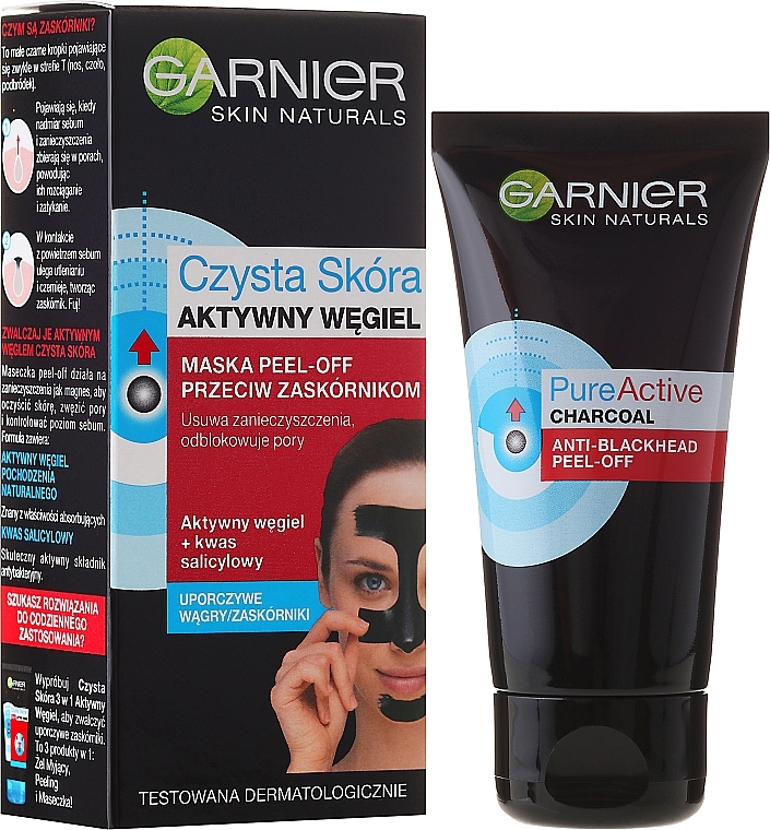Anti-Blackhead Peel Off Mask "Pure Active Charcoal" - Garnier Skin Naturals Anti-Blackhead Peel Off Mask — photo N2