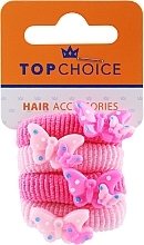 Hair Ties 21831, 4 pcs, pink with butterflies - Top Choice  — photo N1