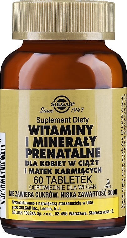 Pregnant & Lactating Women Complex for Pregnant & Lactating Women - Solgar Prenatal Nutrients Multivitamin & Mineral — photo N1