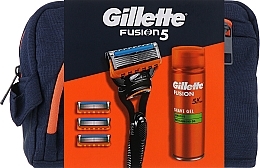 Fragrances, Perfumes, Cosmetics Set - Gillette Fusion 5 (gel/200ml + razor/1pc + blade/3pcs + bag/1pc)