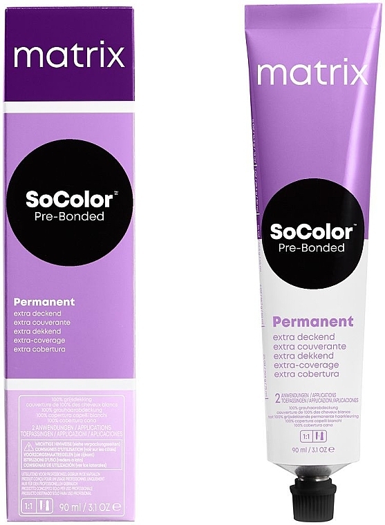 Long-Lasting Hair Cream Color "Extra Gray Hair Coverage" - Matrix Extra Coverage Socolor Beauty High Coverage Permanent Cream Hair Color — photo N3