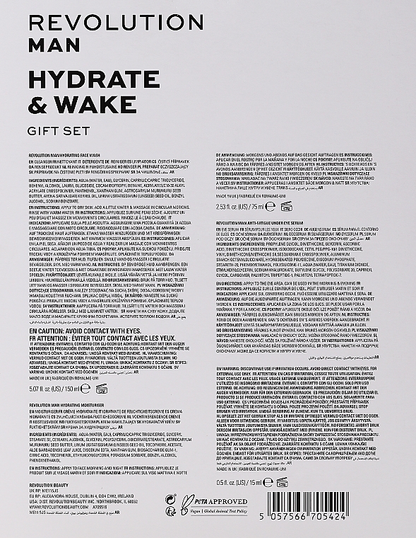 Set - Revolution Skincare Man Hydrate & Wake Gift Set (eye/ser/15ml + f/wash/150ml + f/cr/75ml) — photo N2