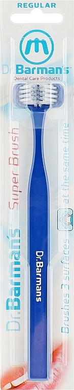 3-Sided Toothbrush, standard, blue - Dr. Barman's Superbrush Regular — photo N9