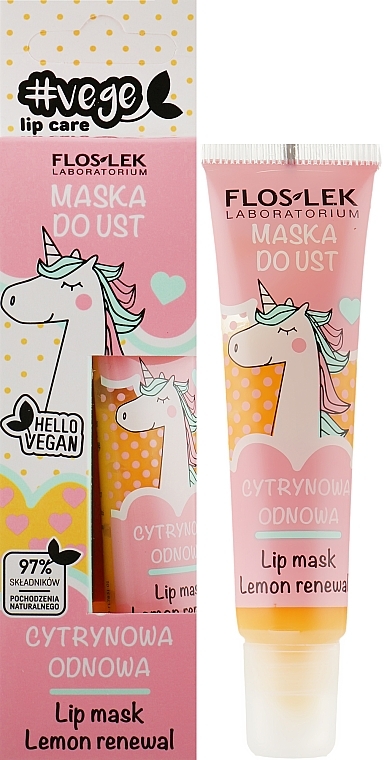 Renewing Lemon Lip Mask - Floslek Vege Lip Care Lip Mask Lemon Renewal — photo N1