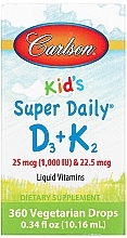 Kids Liquid Vitamins - Carlson Labs, Kid's Super Daily D3+ K2 25 mcg — photo N1